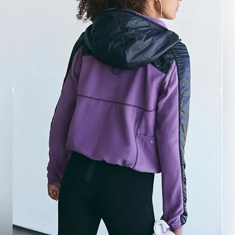 NWT Free People Go The Distance Fleece Jacket in Red Violet/Black Combo